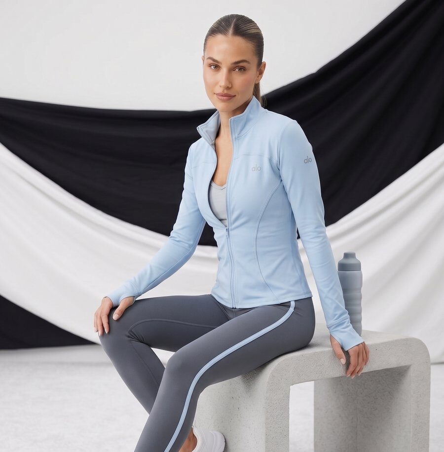 Alo Yoga light blue full-zip athletic jacket #3