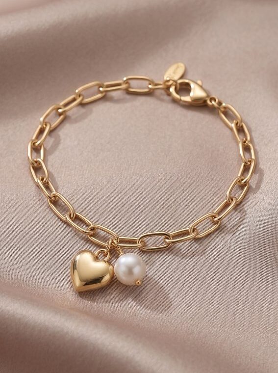 Gold-Armband Kette mit Perlen-Anhänger #1