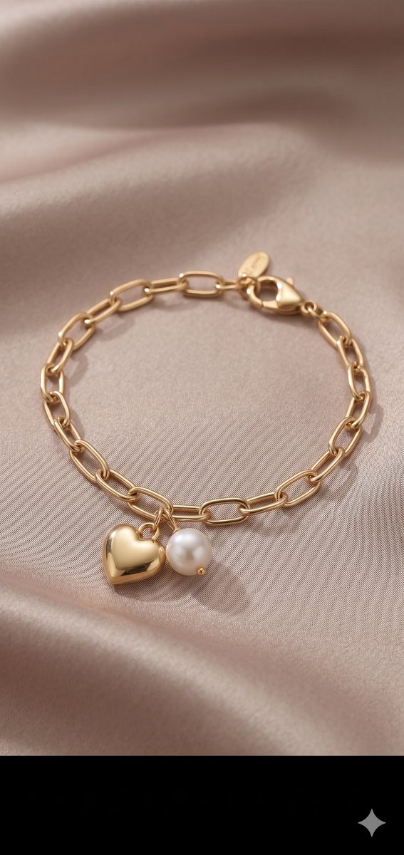 Gold-Armband Kette mit Perlen-Anhänger #1