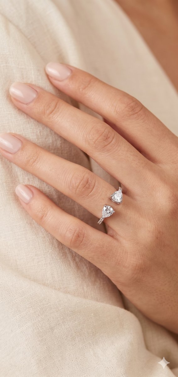 Silber-Ring Kristall Toi-et-Moi #2