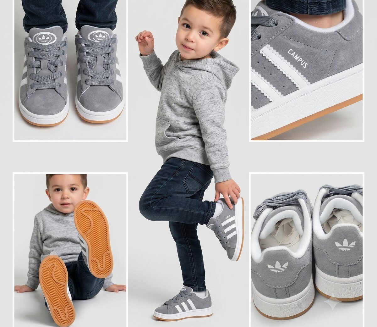 Adidas Kinder Campus 00s Grau/Weiß/Gum #3