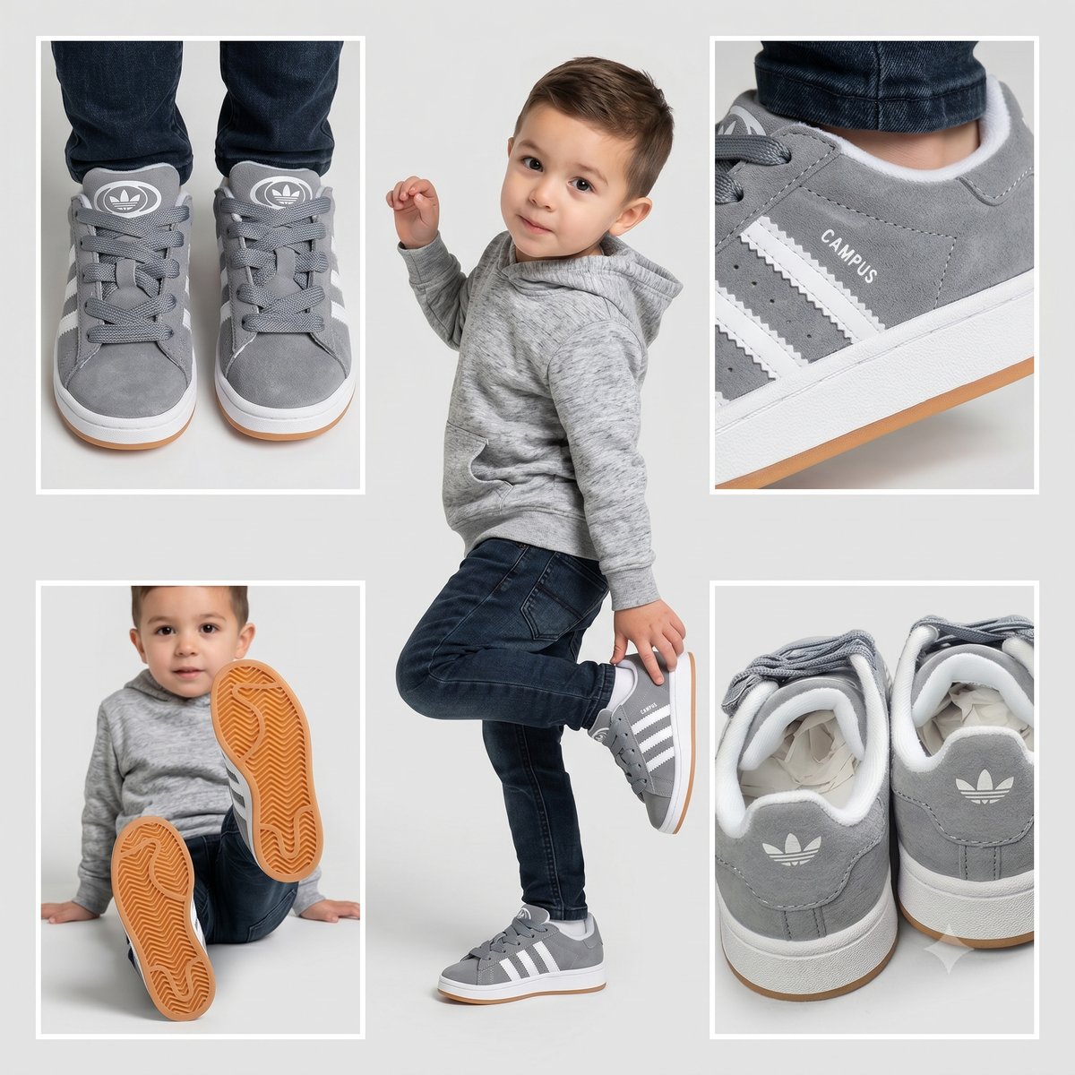 Adidas Kinder Campus 00s Grau/Weiß/Gum #3