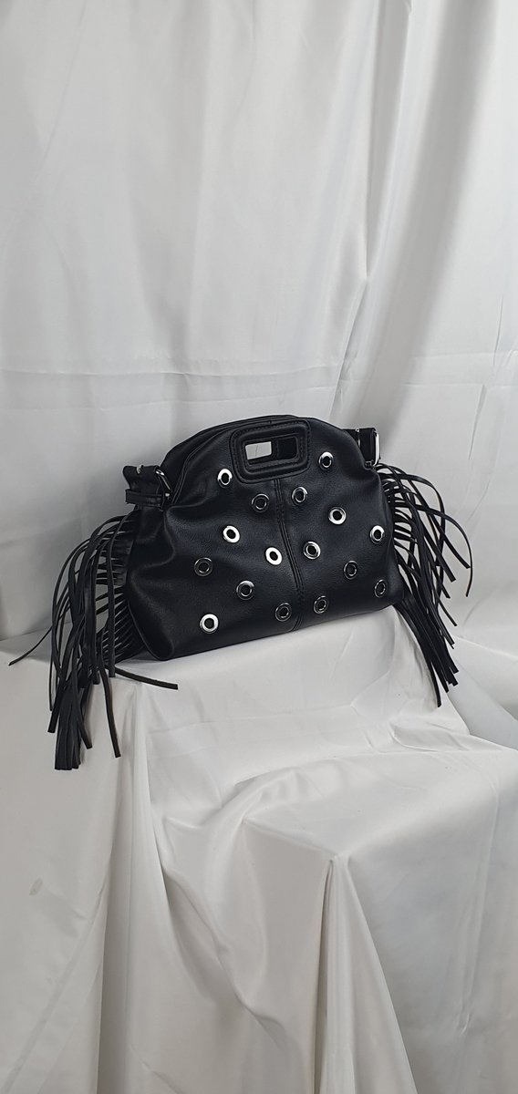 Maje Tasche schwarz mit Fransen #3