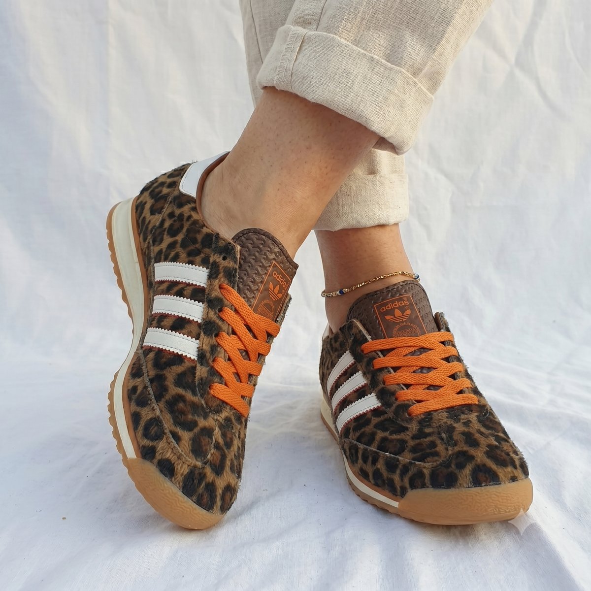 Adidas Samba Leopard Print/Orange Laces #4