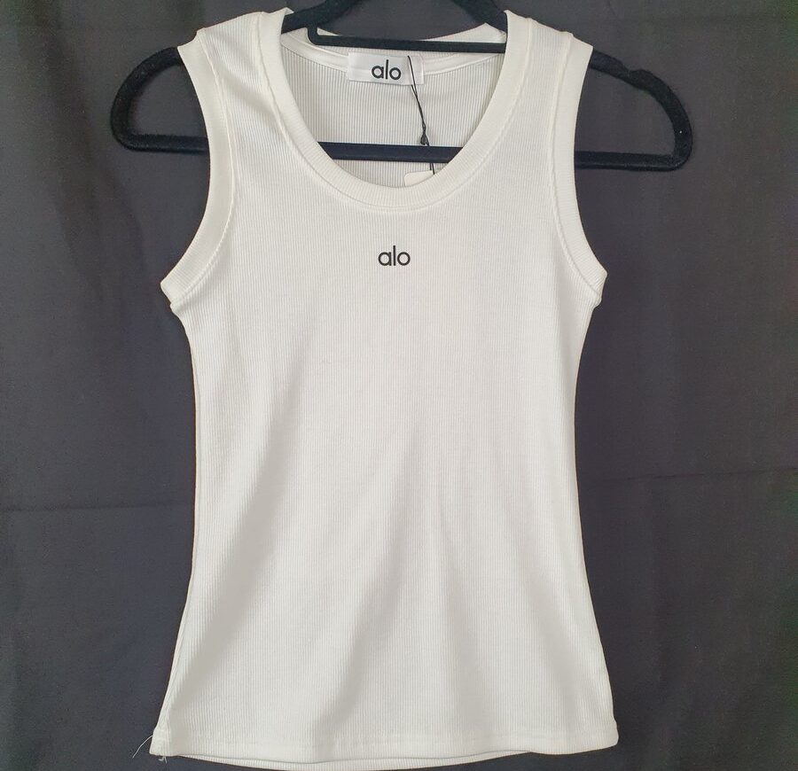Alo Yoga Ribbed Tanktop Weiss #4