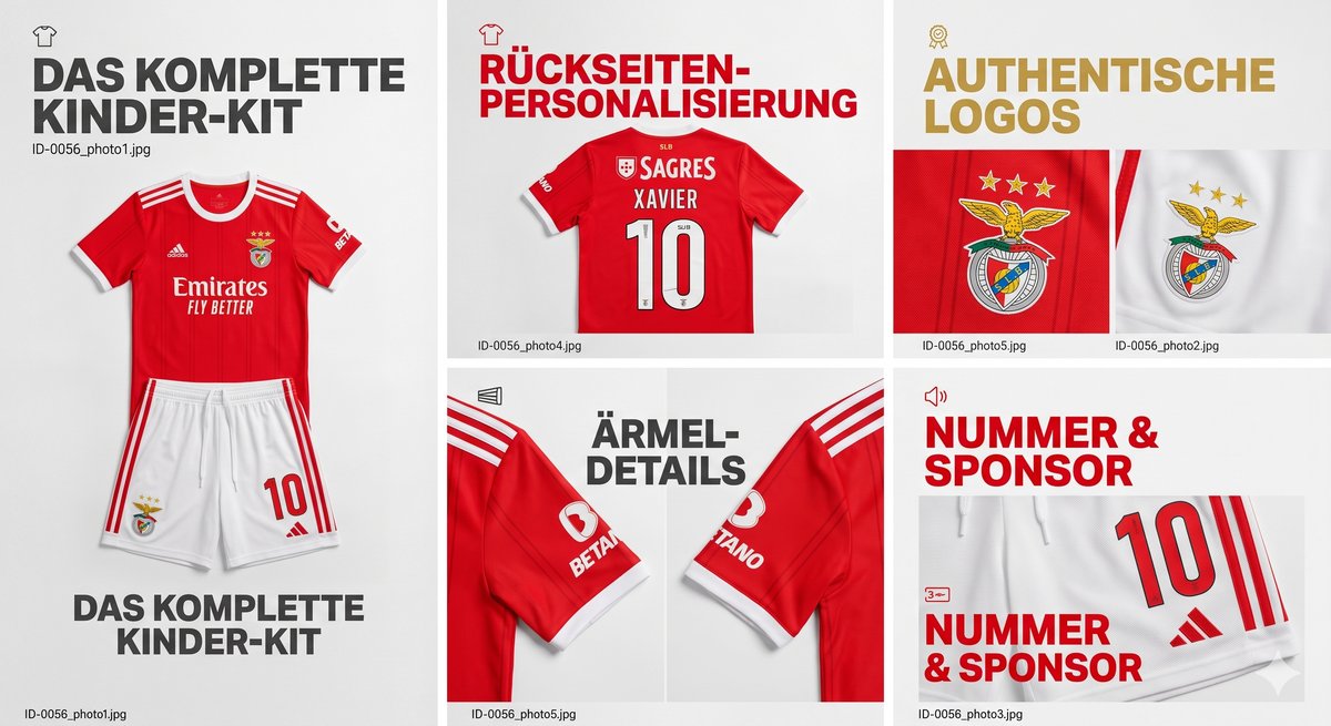 SL Benfica Kinder Trikot Set Rot #10 #5